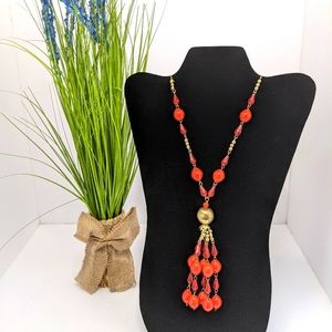 💎3/$15 Long Necklace Orange/Red Made in India